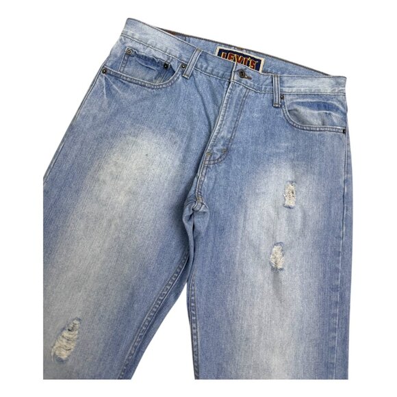LEVIS Bootcut Distressed Light Wash Casual Denim Jeans Mens 34x32 - Picture 4 of 6